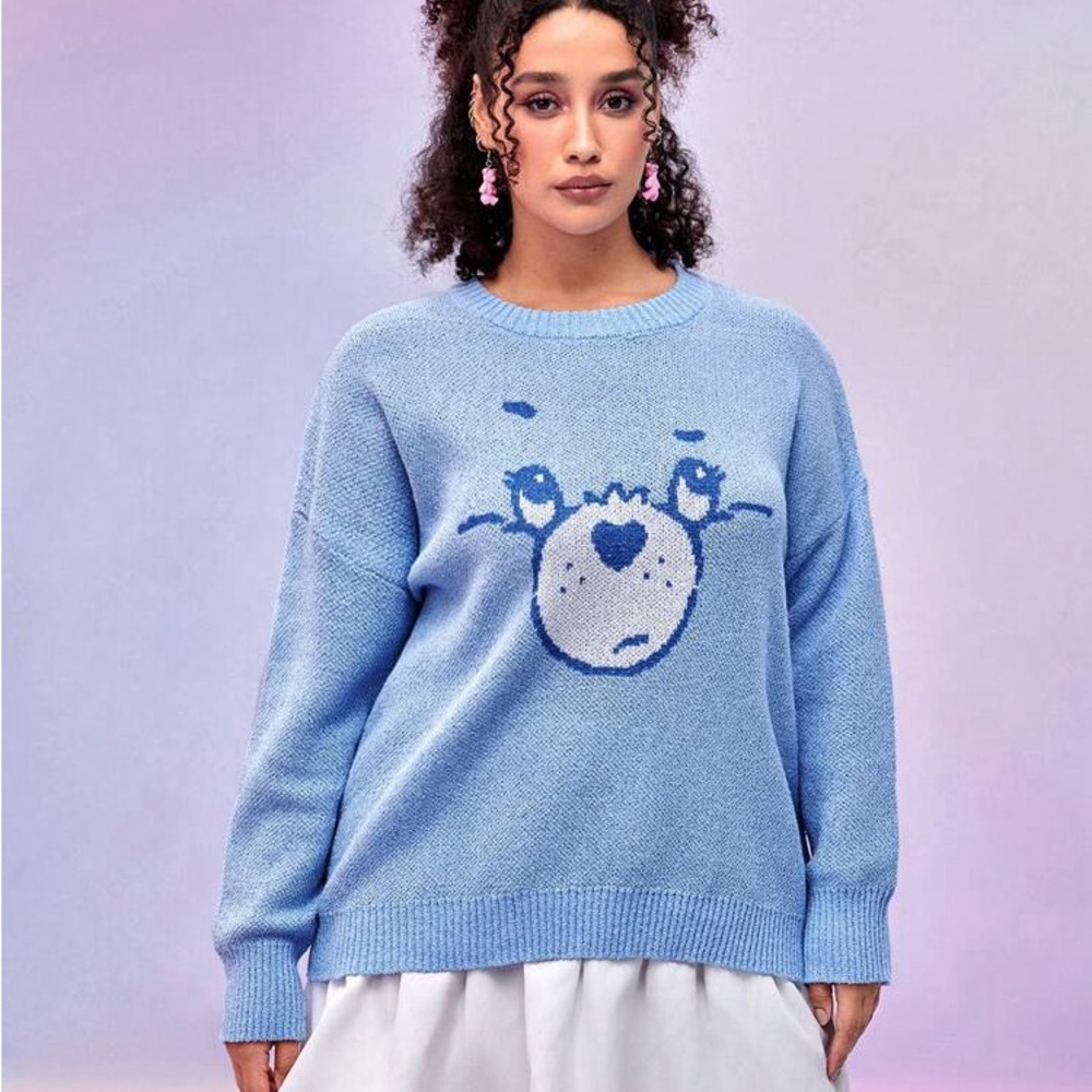 Shein Carebears Grumpy Bear Light Blue Crewneck Sweater size 0X (size 12)